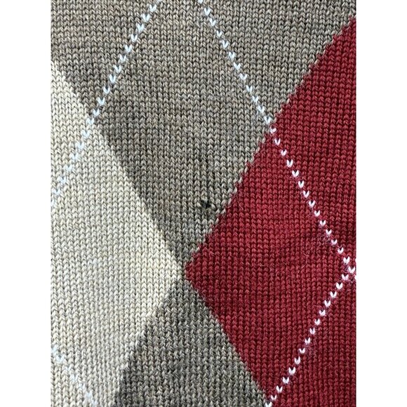 Brooks Brothers‎ XL Argyle Sweater Vest 100% Merino Wool Brown Red Beige Diamond - Picture 5 of 6